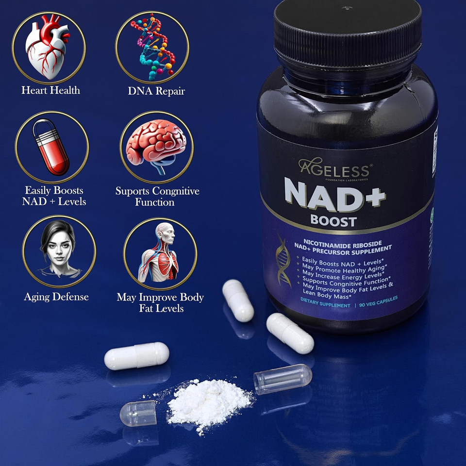 Ageless Nad Supplements For Women & Men | High Purity 300Mg Nicotinamide Riboside Chloride | Nmn Supplement For Anti-Aging | Support Energy, Focus, Body Fat And Cognitive Function 30 Count