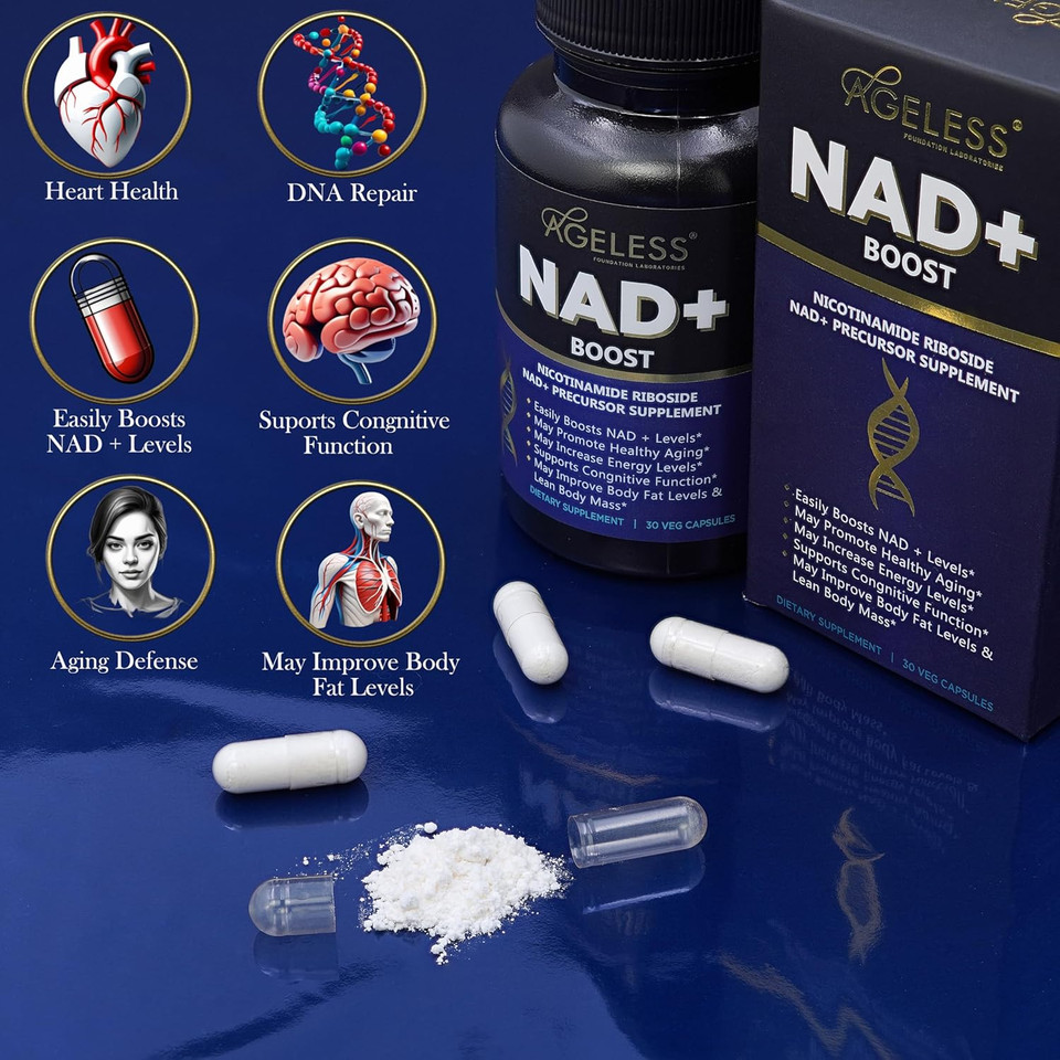Ageless Nad+ & Brain Support Bundle  Nicotinamide Riboside 300Mg & Nootropic Cognitive Supplement For Energy, Focus, Memory & Anti-Aging  For Men & Women  30 + 60 Capsules