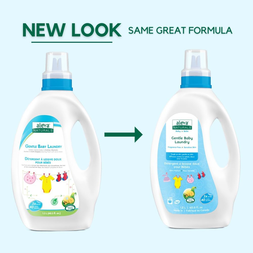 Aleva Naturals Gentle Baby Laundry, Effective Plant Based Formula, Laundry Liquid, Fragrance Free, Tough On Stains And Dirt, Sensitive Skin Friendly (40 Loads) - 40 Fl. Oz, 1.2 L