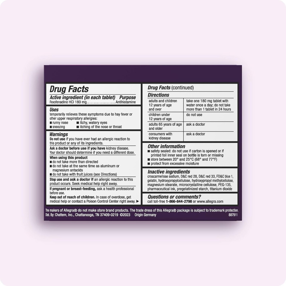 Allegra Adult 24-Hour Allergy Relief Gelcaps, Non-Drowsy Indoor And Outdoor Allergy Medicine, 180 Mg Fexofenadine Hci Antihistamine Pill, 60-Count