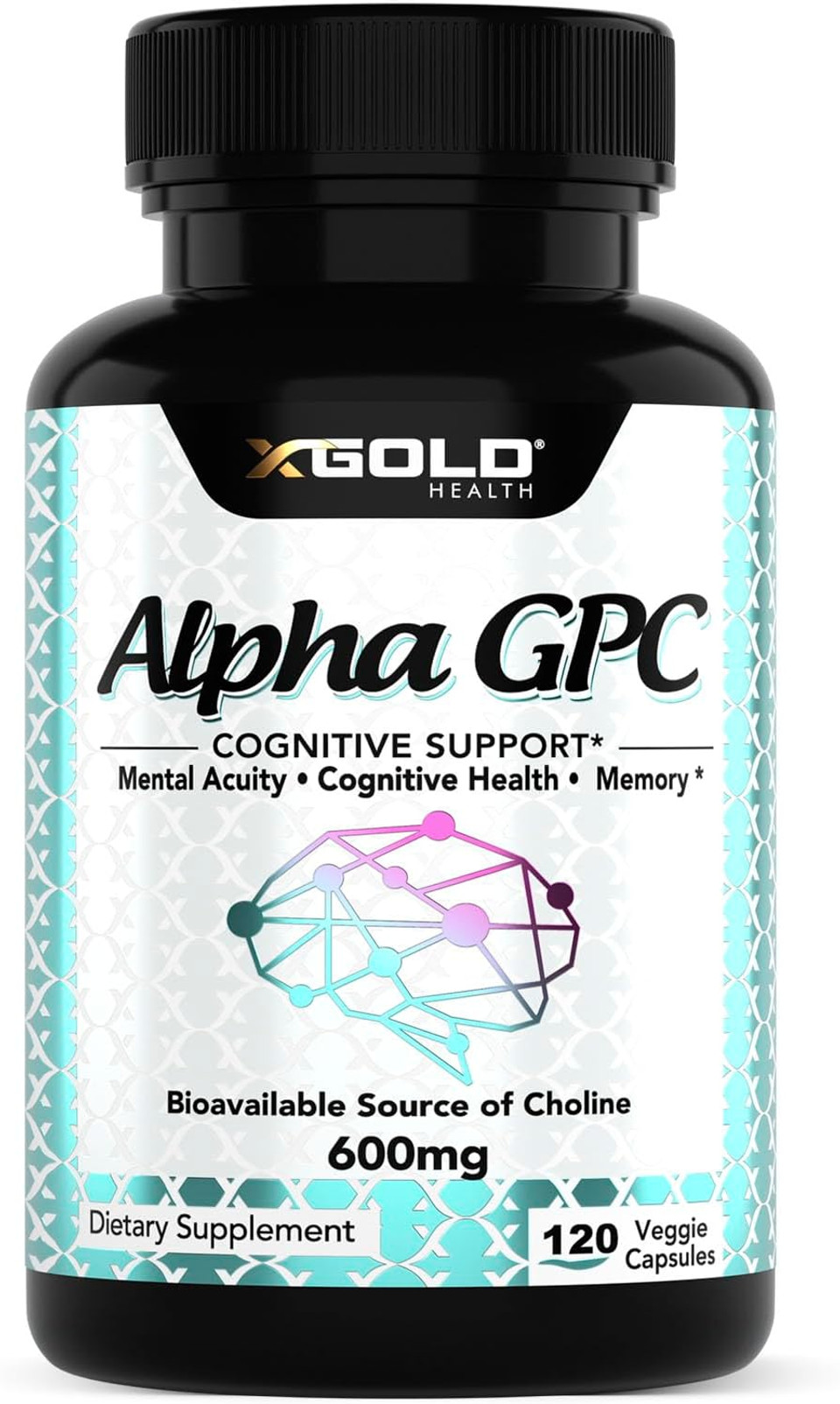 Alpha Gpc Choline Supplement 600Mg, 99%+ Highly Purified, Highly Bioavailable Source Of Choline,180 Veggie Capsules, Cognitive Enhancer Nootropic, Supports Memory & Brain Function, Boosts Focus & Mood