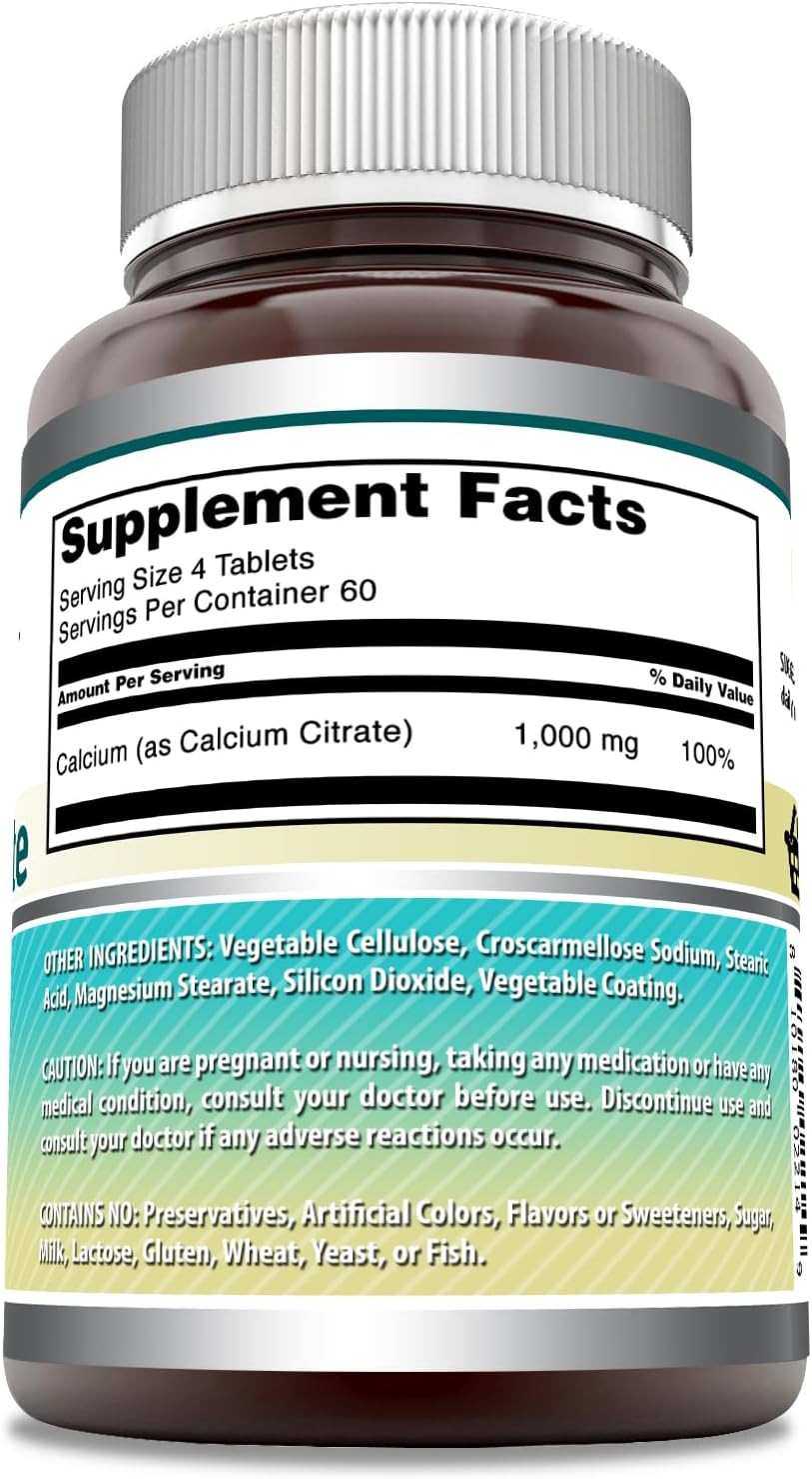 Amazing Formulas Calcium Citrate 1000 Mg | Tablets | Supplement For Men & Women | Non-Gmo | Gluten Free | Made In Usa (1, 120 Count)