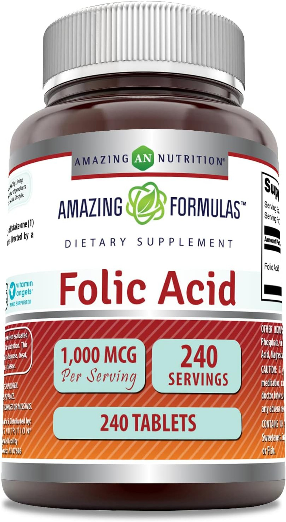 Amazing Formulas Folic Acid 1000 Mcg (1 Mg) Tablets Supplement | Vitamin B9 | Non-Gmo | Gluten Free | Made In Usa (500 Count)