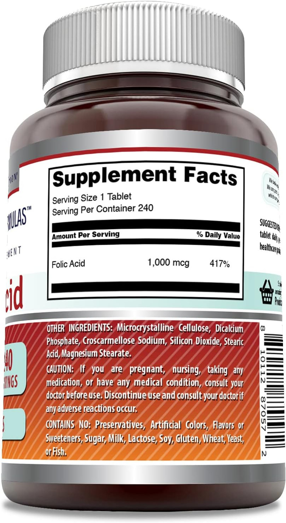 Amazing Formulas Folic Acid 1000 Mcg (1 Mg) Tablets Supplement | Vitamin B9 | Non-Gmo | Gluten Free | Made In Usa (500 Count)