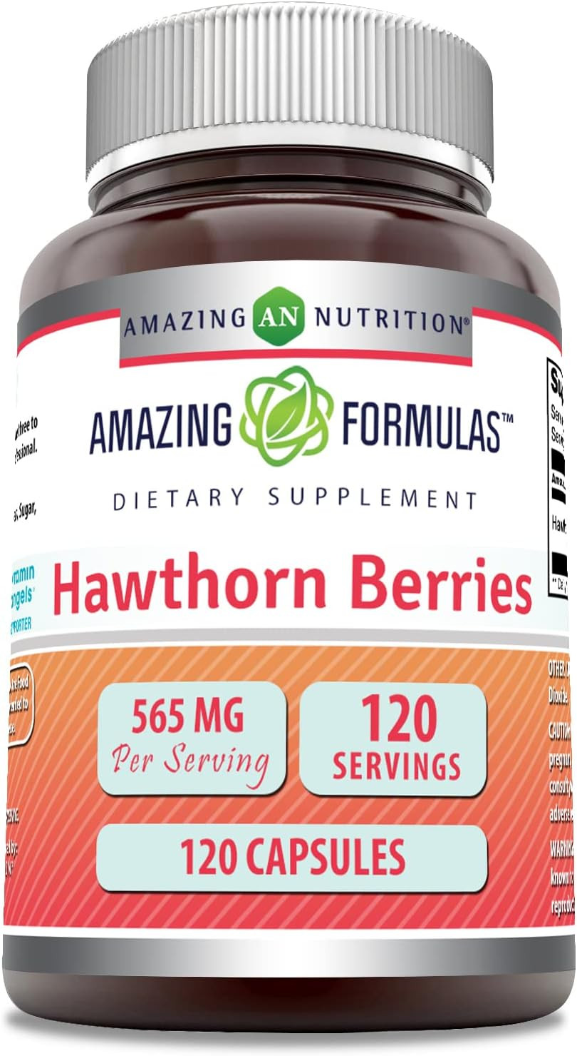 Amazing Formulas Hawthorn Berries Supplement | 565 Mg Per Serving | 120 Capsules | Non-Gmo | Gluten Free | Made In Usa