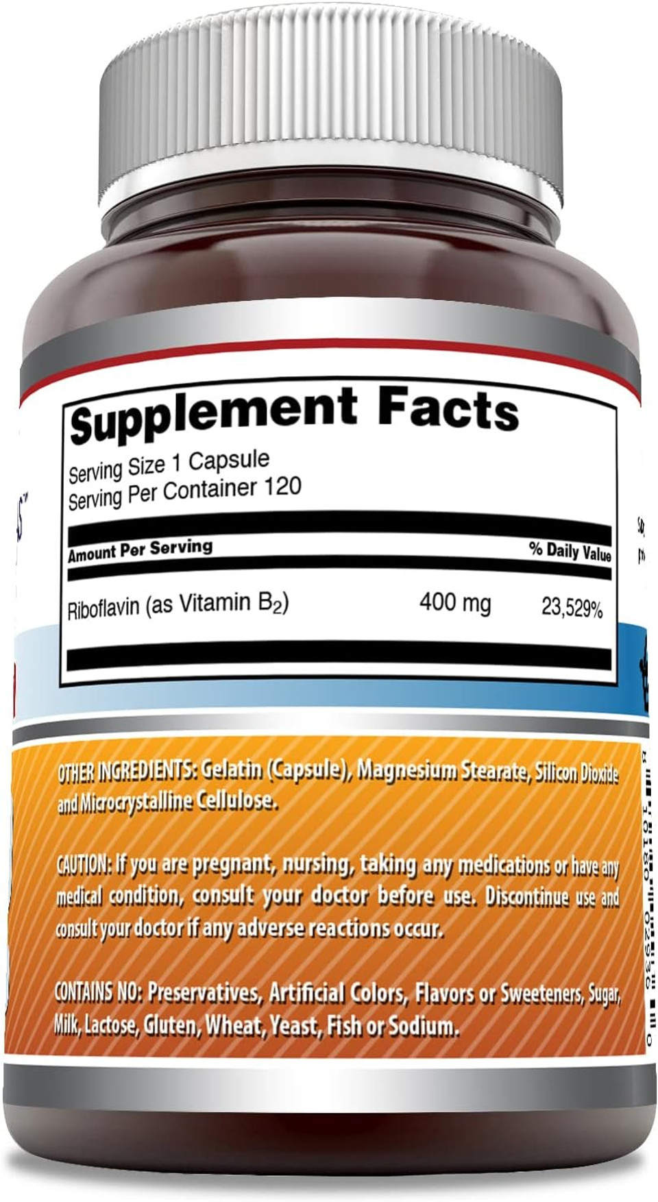 Amazing Formulas Riboflavin 400 Mg Capsules | Vitamin B2 Supplement | Non-Gmo | Gluten Free | Made In Usa (60 Count)