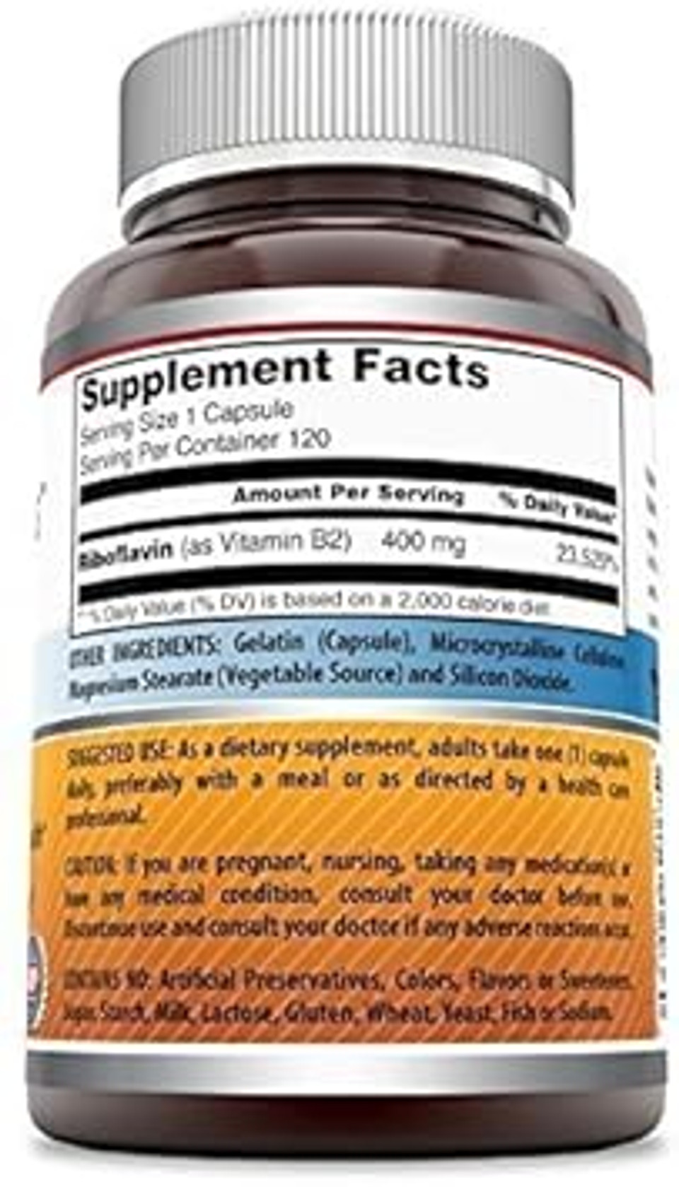 Amazing Formulas Riboflavin 400 Mg Capsules | Vitamin B2 Supplement | Non-Gmo | Gluten Free | Made In Usa (60 Count)