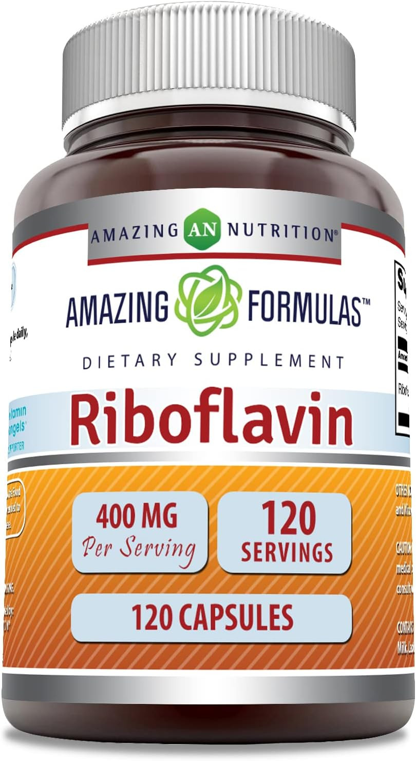 Amazing Formulas Riboflavin 400Mg 120 Capsules Dietary Supplement | Non-Gmo | Gluten Free | Made In Usa