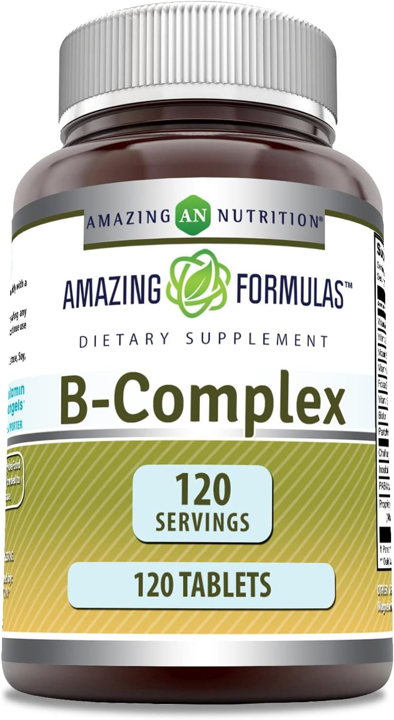 Amazing Formulas Vitamin B Complex With 11 Key Nutrients | Tablets Supplement | Vitamin B1, B2, B3, B6, B12, Folic Acid, Biotin, Choline, Inositol, Paba (240 Count)