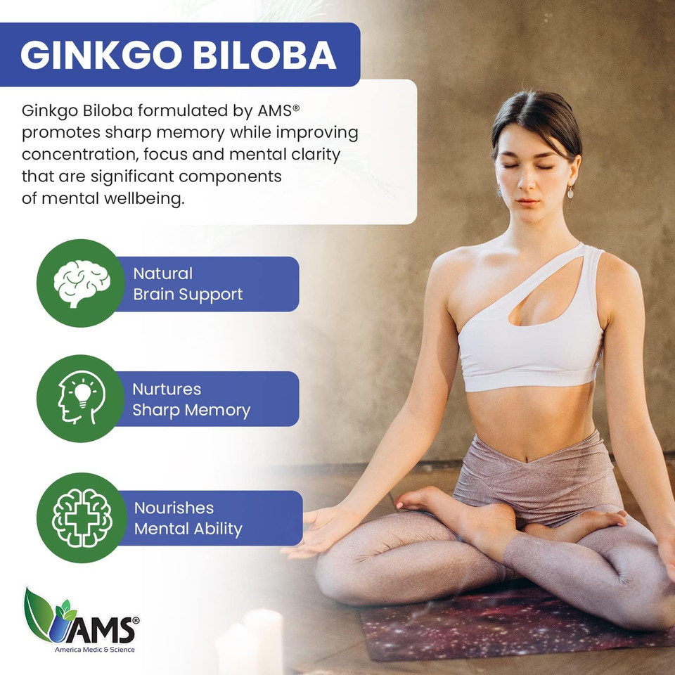 America Medic & Science Ginkgo Biloba 60Mg (60 Softgels) | Brain Booster Supplement For Men And Women | Mind Enhancer With Herbal Leaf Extract