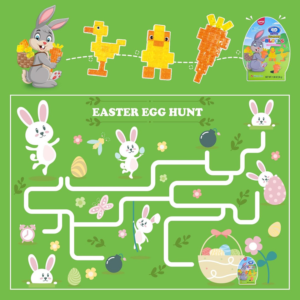 Amos Easter Candy 4D Gummy Blocks With Egg Shaped Box, Easter Basket Candy Treat, 1.98Oz. Box