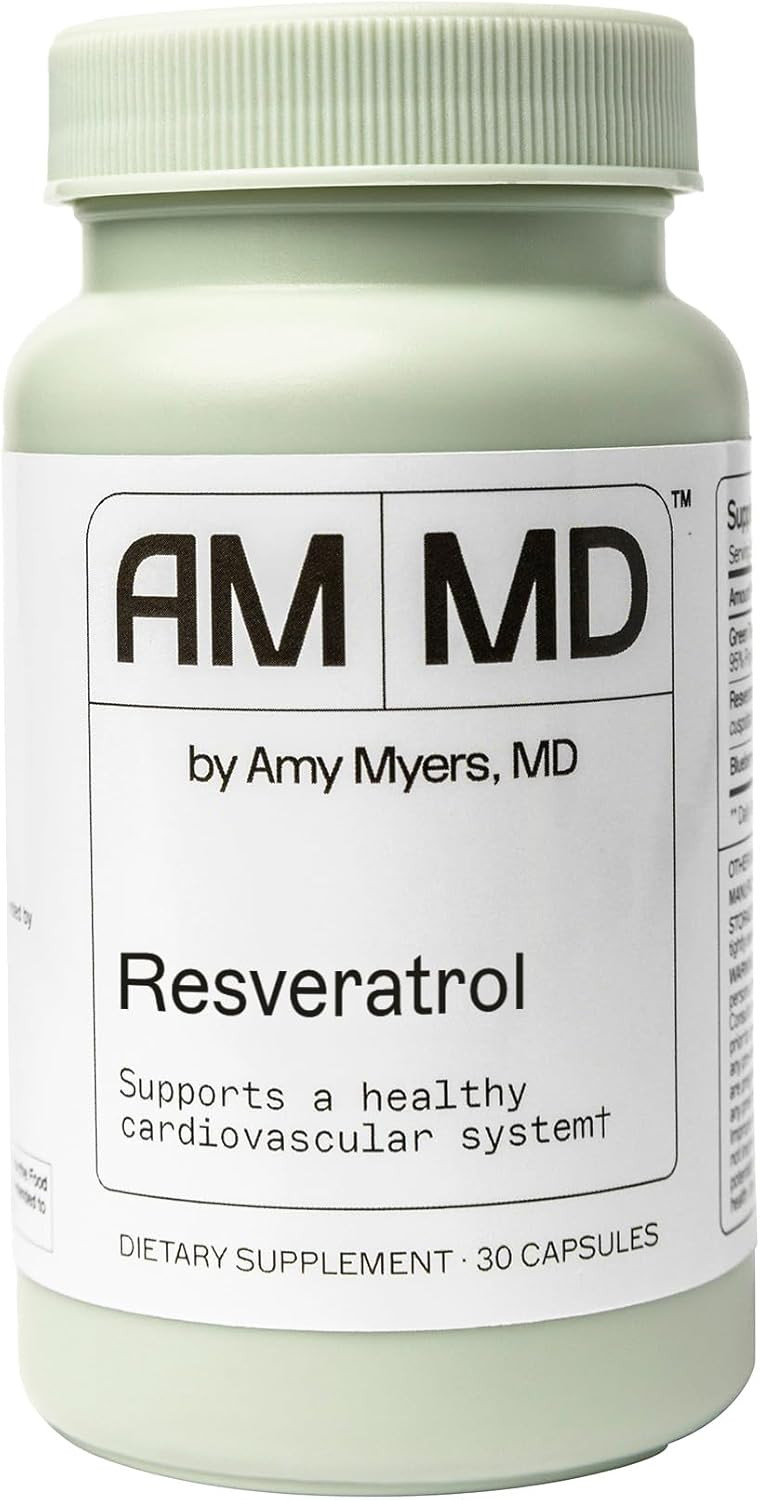 Amy Myers Resveratrol Supplement - Free Radical Scavenger To Support Immune System, Heart Health & Aging - Antioxidant Supplement To Balance Inflammatory Response & Support Blood Circulation, 60 Caps