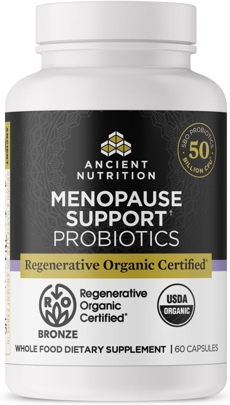 Ancient Nutrition Regenerative Organic Certified Probiotics For Menopause Support, Probiotics Menopause Support, Healthy Digestion And WomenS Health Support, 50 Billion Cfus* Per Serving, 60 Count
