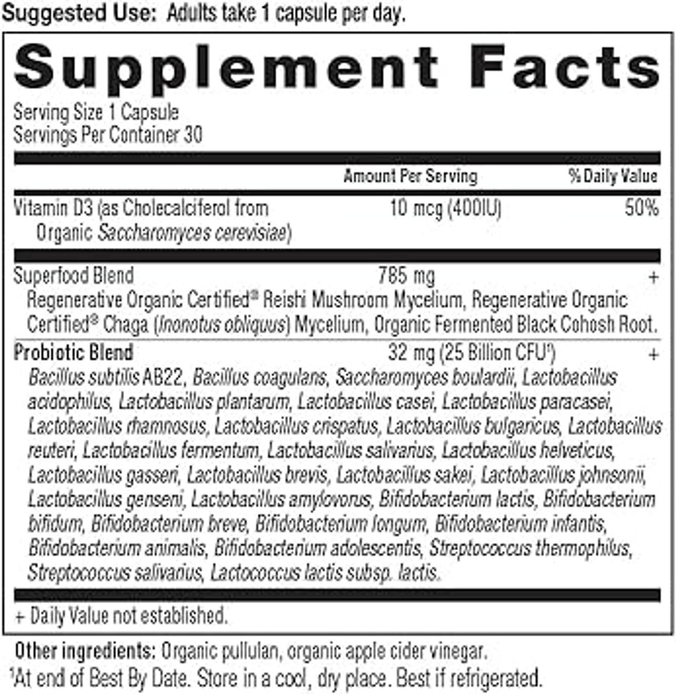 Ancient Nutrition Regenerative Organic Certified Probiotics For Women 50+, Probiotics WomenS 50+ Once Daily, Healthy Digestion And Immune System Support, 25 Billion Cfus* Per Serving, 30 Count