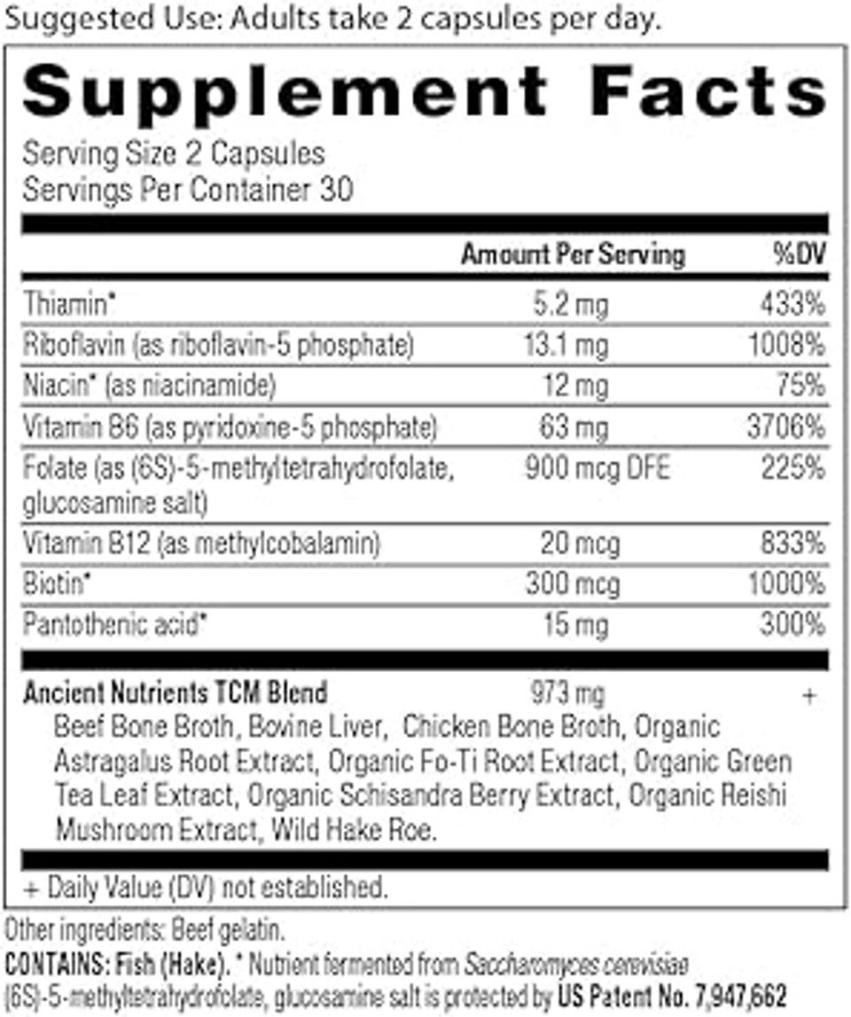 Ancient Nutrition Vitamin B Complex Supplement, 8 Balanced B-Vitamins, Supports Healthy Energy Levels, Adaptogenic Herbs, Enzyme Activated, Paleo & Keto Friendly, 60 Capsules