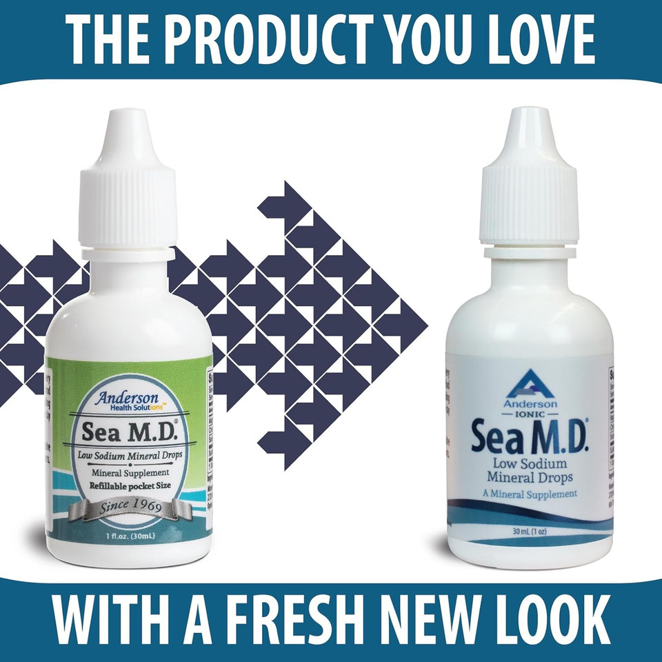 Anderson Sea M.D. Concentrated Trace Mineral Drops, Ionic Electrolyte Magnesium Supplement, Aids In Muscle Cramps, Liquid Magnesium And Trace Mineral, Easy To Take, 8.3 Fl Oz, 120 Servings