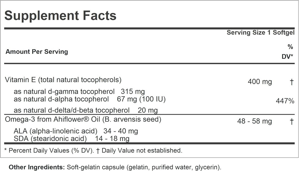 Andrew Lessman Gamma Vitamin E 30 Softgels - 315 Mg Gamma Tocopherol, Protective Vitamin E. Four Forms Of Natural Tocopherols With Ahiflower Oil. Powerful Anti-Oxidant. No Synthetic Forms
