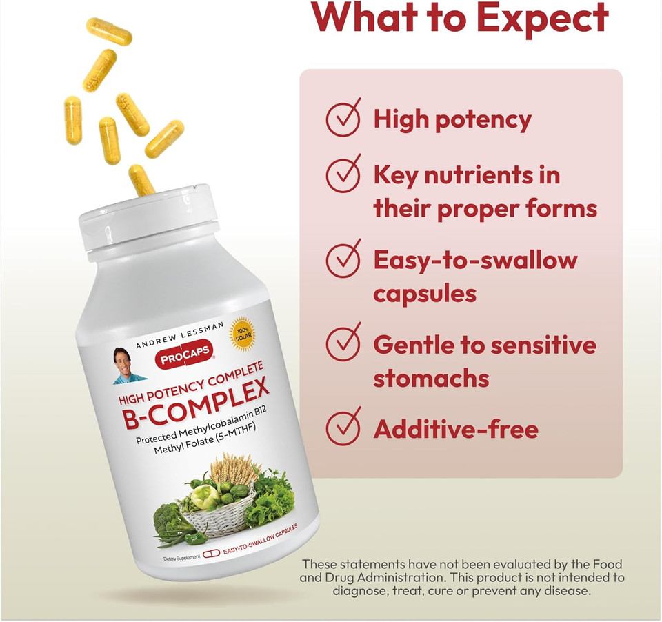 Andrew Lessman High Potency B-Complex 360 Capsules - With High Levels Of Folate Complex And Biotin, Promotes Cellular Growth, Energy, Immune Function, Detoxification, Fat Metabolism And More