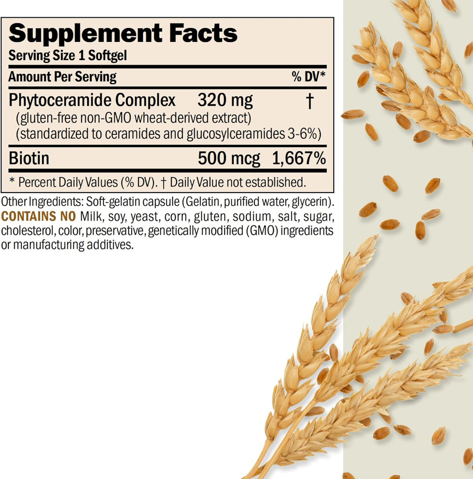 Andrew Lessman Phytoceramides With Biotin 60 Softgels - SkinS Vital Natural Internal Moisturizer. Naturally Enhances Soft, Smooth, Radiant Skin. No Additives. Small Easy To Swallow Softgels