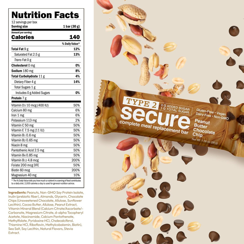 Andrew Lessman Type 2 Secure Complete Meal Replacement Bars  Coconut Almond Cookie Crunch  24 Ct Box  7G Protein, 0G Added Sugar, 1G Total Sugar, 16 Essential Vitamins & Minerals, Gluten-Free, Dairy-Free, Vegan, Non-Gmo