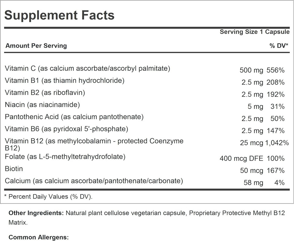 Andrew Lessman Vitamin C 500 Plus B-Complex 60 Capsules - Non-Acidic Vitamin C Plus Citrus Bioflavonoids For Immune System And Anti-Oxidant Support. Easy-To-Swallow Capsules. No Additives