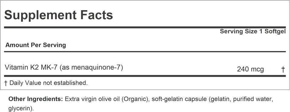 Andrew Lessman Vitamin K2 Mk7 240 Mcg 30 Softgels - Essential For Healthy Calcium Utilization, Promotes Optimum Skeletal, Heart And Arterial Health. No Additives. Small Easy To Swallow Softgels