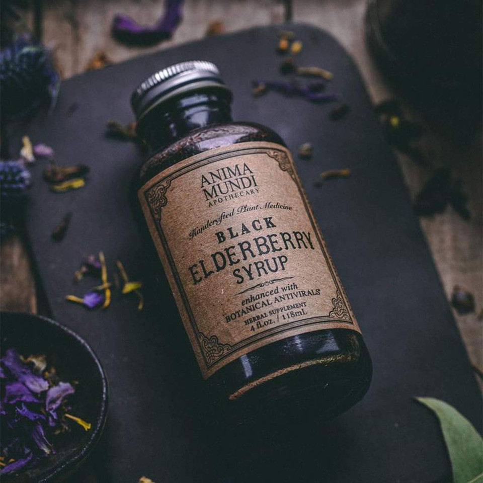 Anima Mundi Apothecary Black Elderberry Syrup - Organic Elderberry Syrup With Skullcap Baikal, Cordyceps, Reishi, Shiitake & Maitake Mushrooms To Help Support Immune Health (4Oz / 118Ml)
