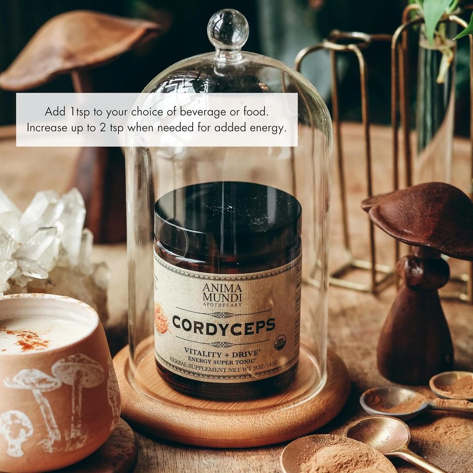 Anima Mundi Apothecary Cordyceps Mushroom Powder - Real Organic Cordyceps Mushroom Powder - Supplement For Liver And Immune Support - Add To Food, Coffee, Tea And More (5Oz / 141G)