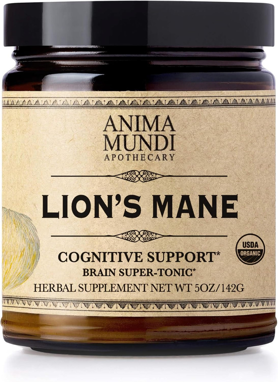 Anima Mundi Apothecary Lions Mane Brain Tuner Mushroom Powder - Organic Lions Mane Extract Powder For Cognitive Support - Organic Mushroom Powder Supplement (5Oz / 141G)