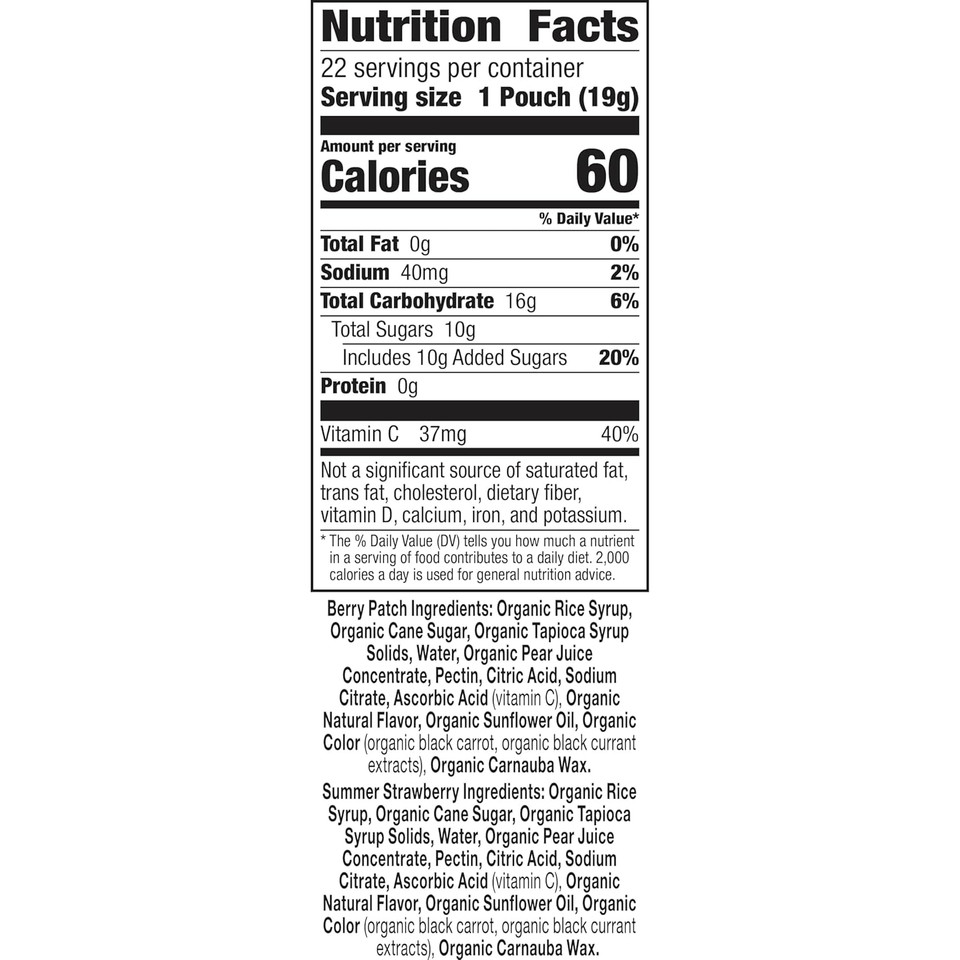 Annie'S Organic Berry Patch Fruit Snacks, Gluten Free, (50 Pouches)