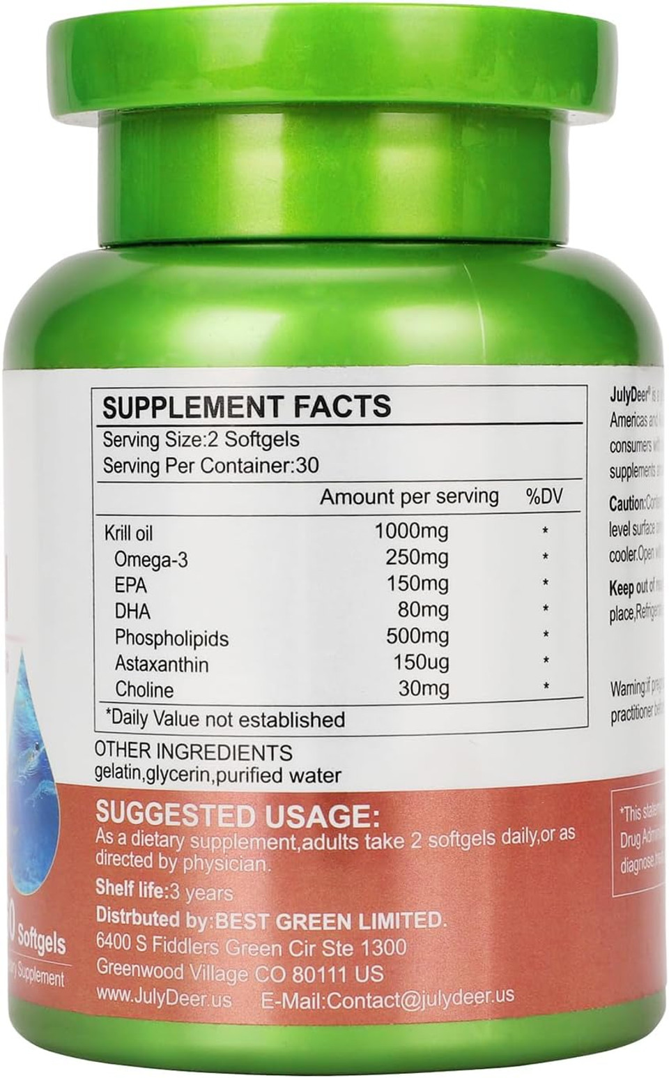 Antarctic Krill Oil 1000 Mg With Omega-3S Epa, Dha, Astaxanthin And Phospholipids 60 Softgels Supplement No Fishy Aftertaste For Joint, Heart, Brain And Immunity