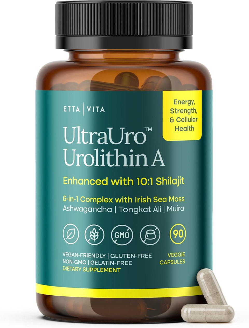 Anti-Aging Urolithin-A Complex [2200Mg] With Shilajit, Sea Moss, Ashwagandha, Tongkat Ali  Cellular Energy, Focus, Vitality, Hormonal & Mitochondria Support  Vegan Longevity Supplement (90 Capsules)