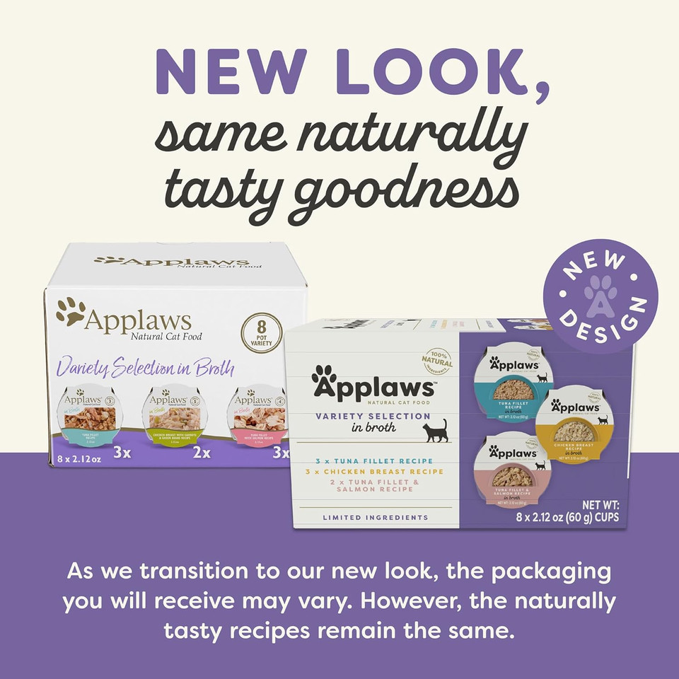 Applaws Natural Wet Cat Food, Limited Ingredient, Grain-Free, Protein With No Artificial Additives, Variety Chicken Selection In Broth (16 X 2.12 Oz Easy-Open Cups)