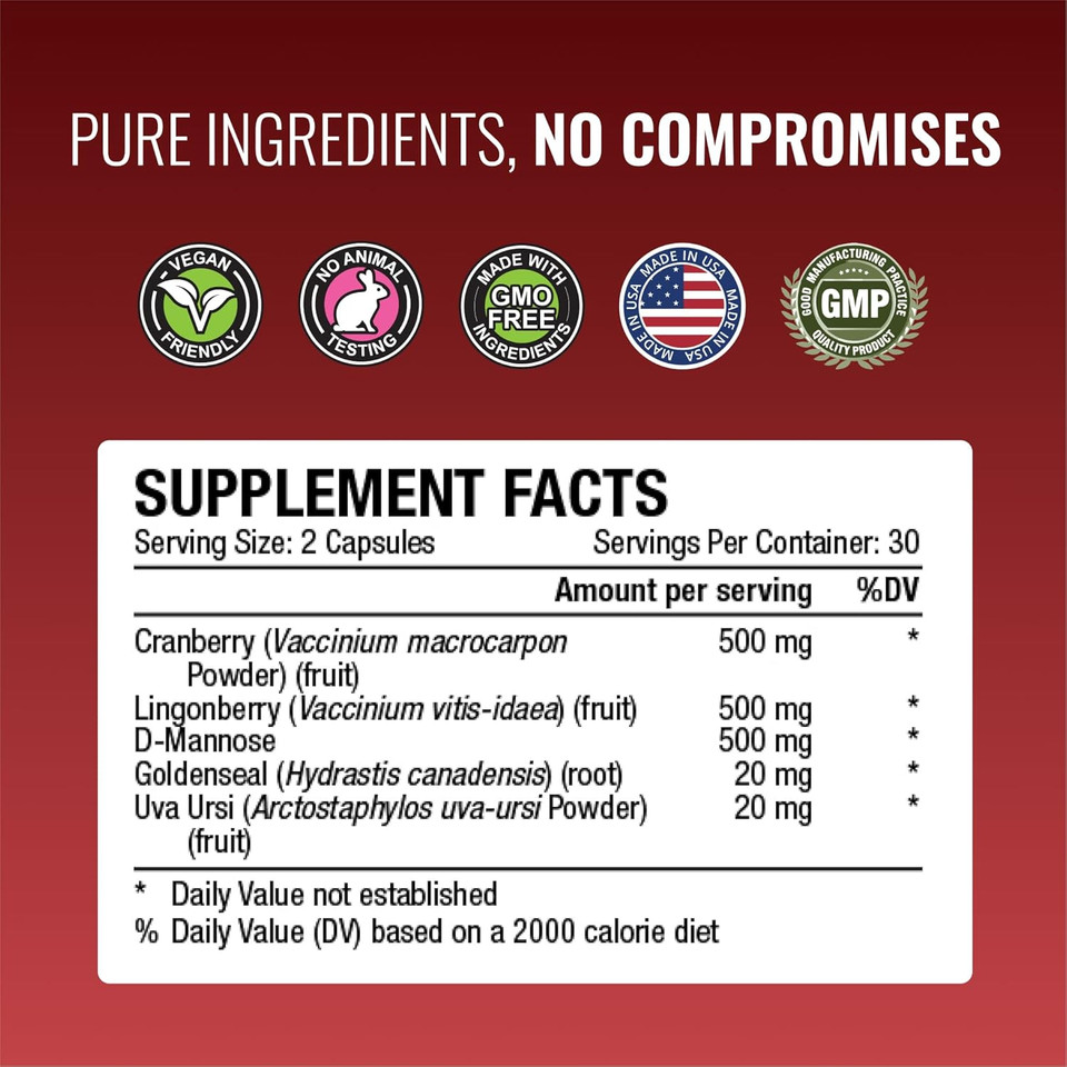 Approve Science® Uritrac - Uti Support - Cranberry, D-Mannose, Lingonberry - Vegan Friendly - 1 Bottle Supply