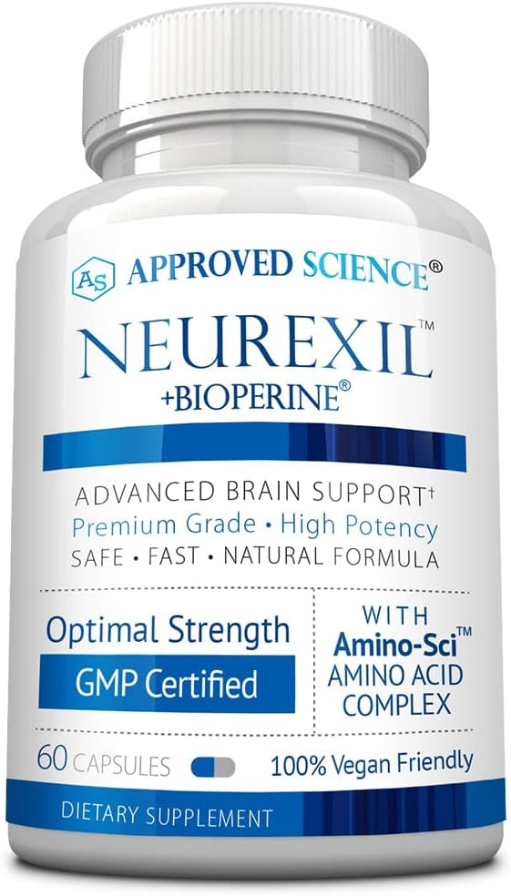 Approved Science Neurexil - Natural Nootropic Support With Dmae - Enhance Brain Function, Sharpen Clarity, Boost Memory - L-Tyrosine, Ginkgo Biloba, Huperzine A, Bioperine - 2 Month Supply
