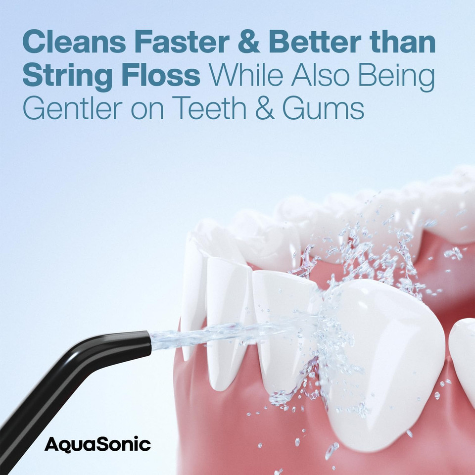 Aquasonic Aqua Flosser - Cordless Rechargeable Water Flosser For Teeth - Waterproof, Portable Oral Irrigator For Dental Cleaning With 5 Jet Tips  Braces Home Travel