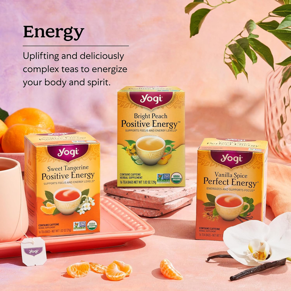 Yogi Tea Vanilla Spice Perfect Energy Tea - 16 Tea Bags Per Pack (6 Packs) - Organic Vanilla Energy Tea - Focus Tea - Includes Green Tea, Black Tea, Ashwagandha, L-Theanine & More