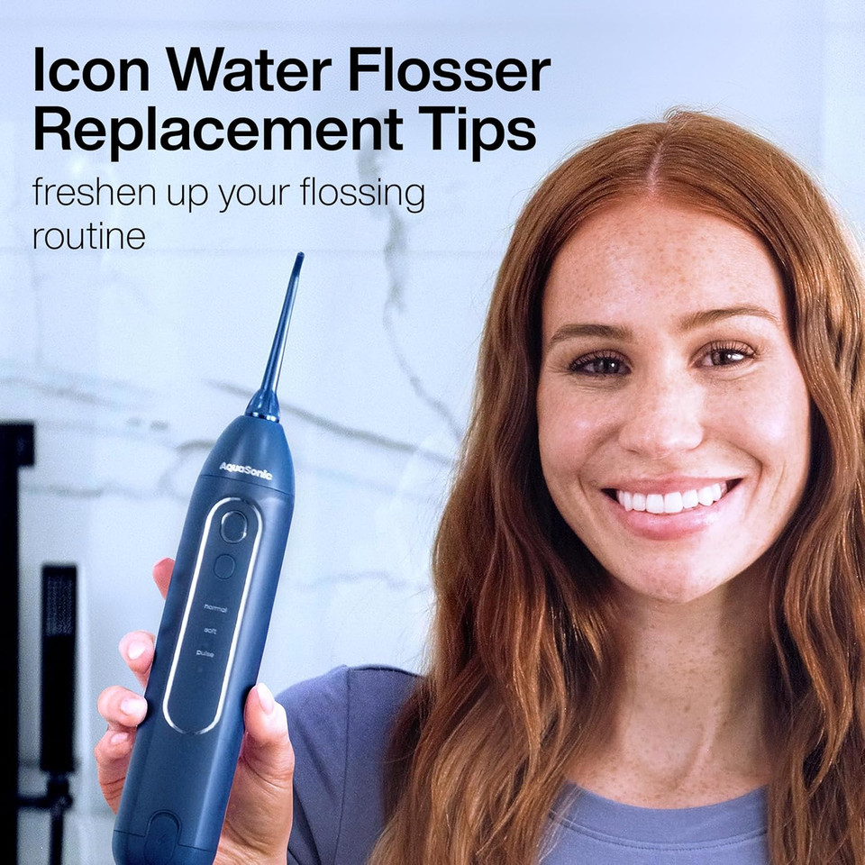 Aquasonic Icon Water Flosser Replacement Tips  5 Tips, 4 Tip Types: Standard, Periodontal, Orthodontic & Tongue Scraper - Genuine, Authentic Parts (Stone)