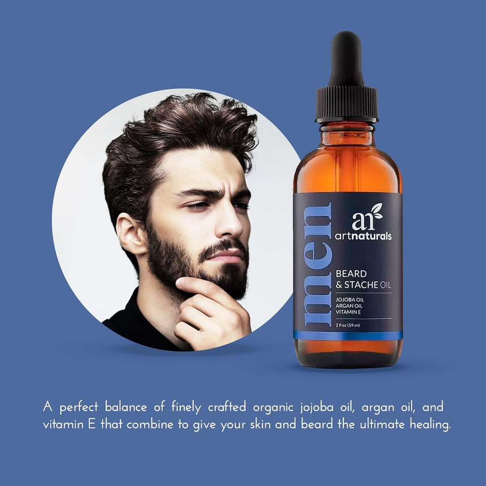 Artnaturals Beard Oil - Unscented Conditioner And Growth Oil - Vegan And Paraben Free With Argan, Vitamins E And Jojoba Oil For Men