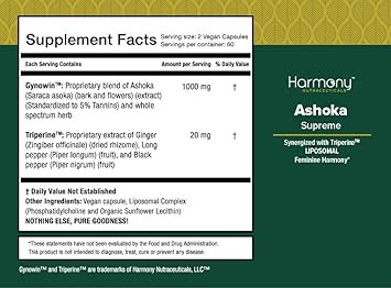 Ashoka Menstrual Feminine Wellness Ayurvedic Herbal Remedy 120 Capsules