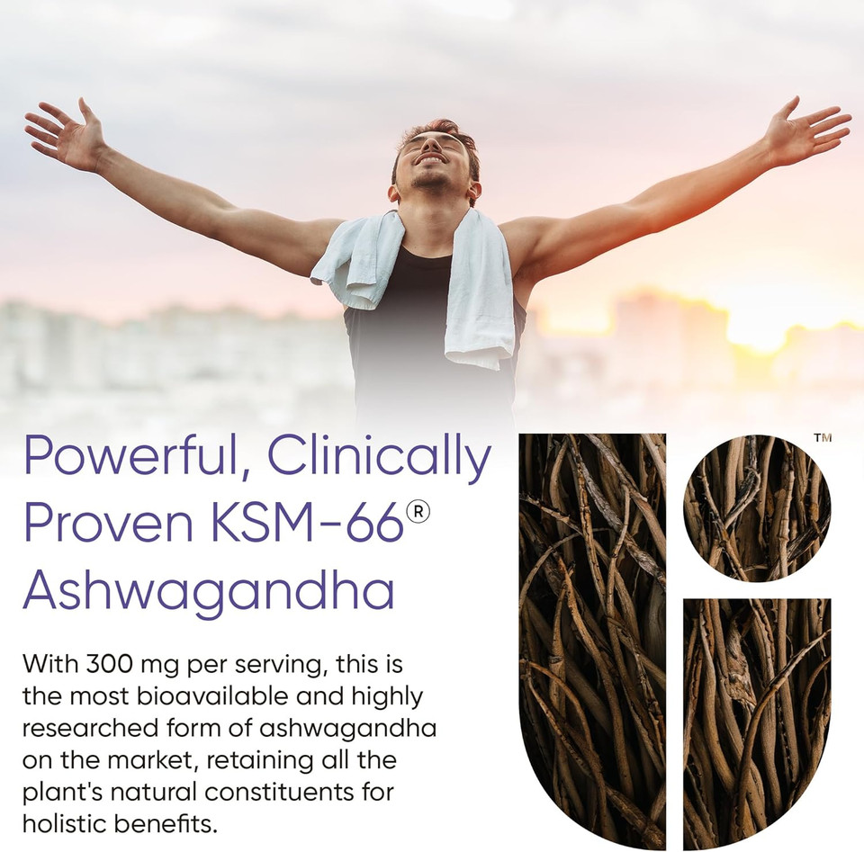 Ashwagandha Ksm-66 Chews - Daily Stress, Cognitive Function And Mood Support Chewable Supplement, Bioavailable Full Spectrum Ksm66 Ashwagandha Root Extract, Calm & Relaxation  Mixed Berry, 60 Count