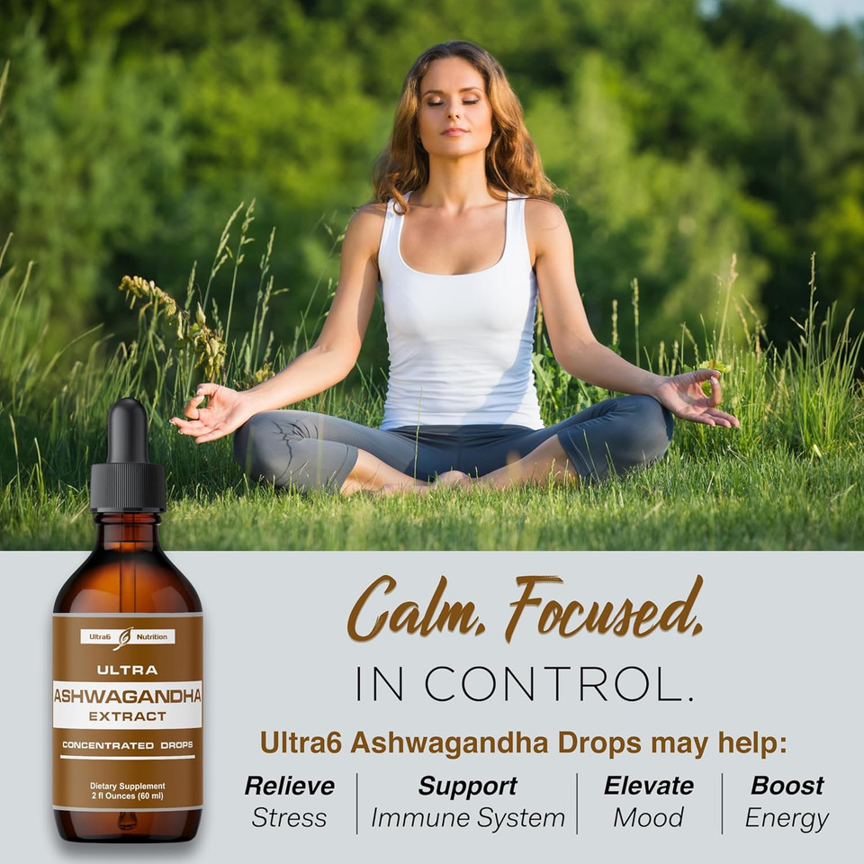 Ashwagandha Liquid Drops - Organic Ashwagandha Supplements With Rhodiola Rosea Tincture - Root Extract For Mood And Energy - Supplement For Men & Women