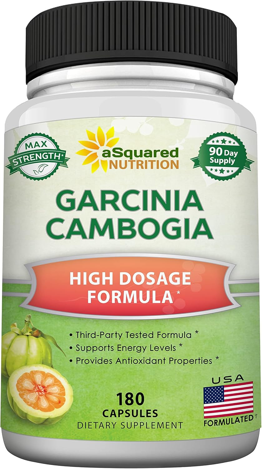 Asquared Nutrition Garcinia Cambogia 1600Mg-180 Capsules-Natural Pure Extract Pills For Brain Health- Standardized Ultra Hca & Garcinia Cambogia Supplement Alternative To Gummies, Drops, Tea & Powder