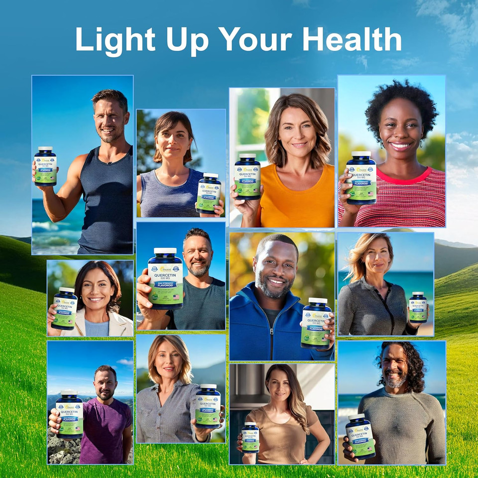 Asquared Nutrition Quercetin 500Mg Supplement - 200 Capsules - Quercetin Dihydrate To Support Cardiovascular Health - Max Strength Powder Complex Pills To Help Improve Immune Response