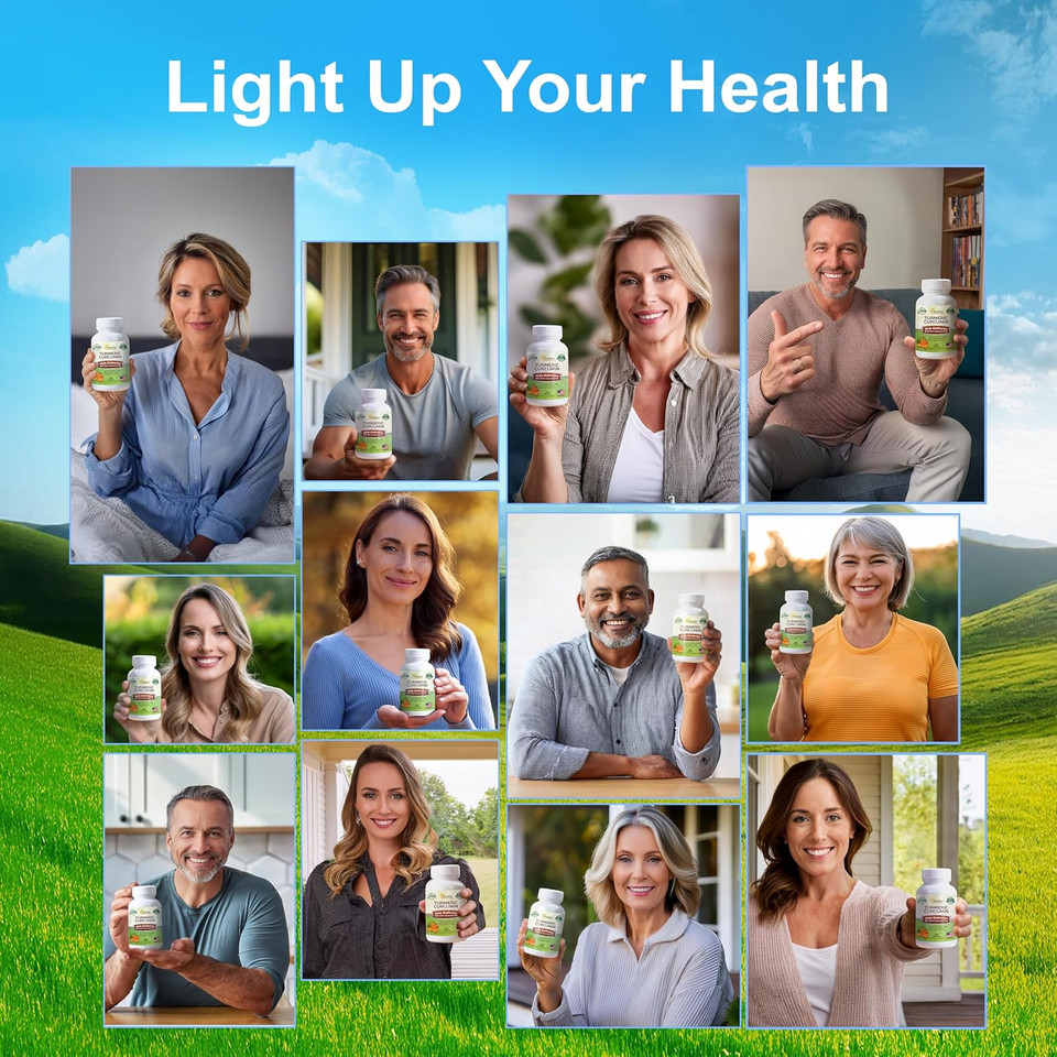 Asquared Nutrition Turmeric Curcumin 1300Mg With Bioperine Black Pepper Extract Supplement - 60 Capsules - With 95% Curcuminoids - Natural Tumeric Root Powder Joint Pills