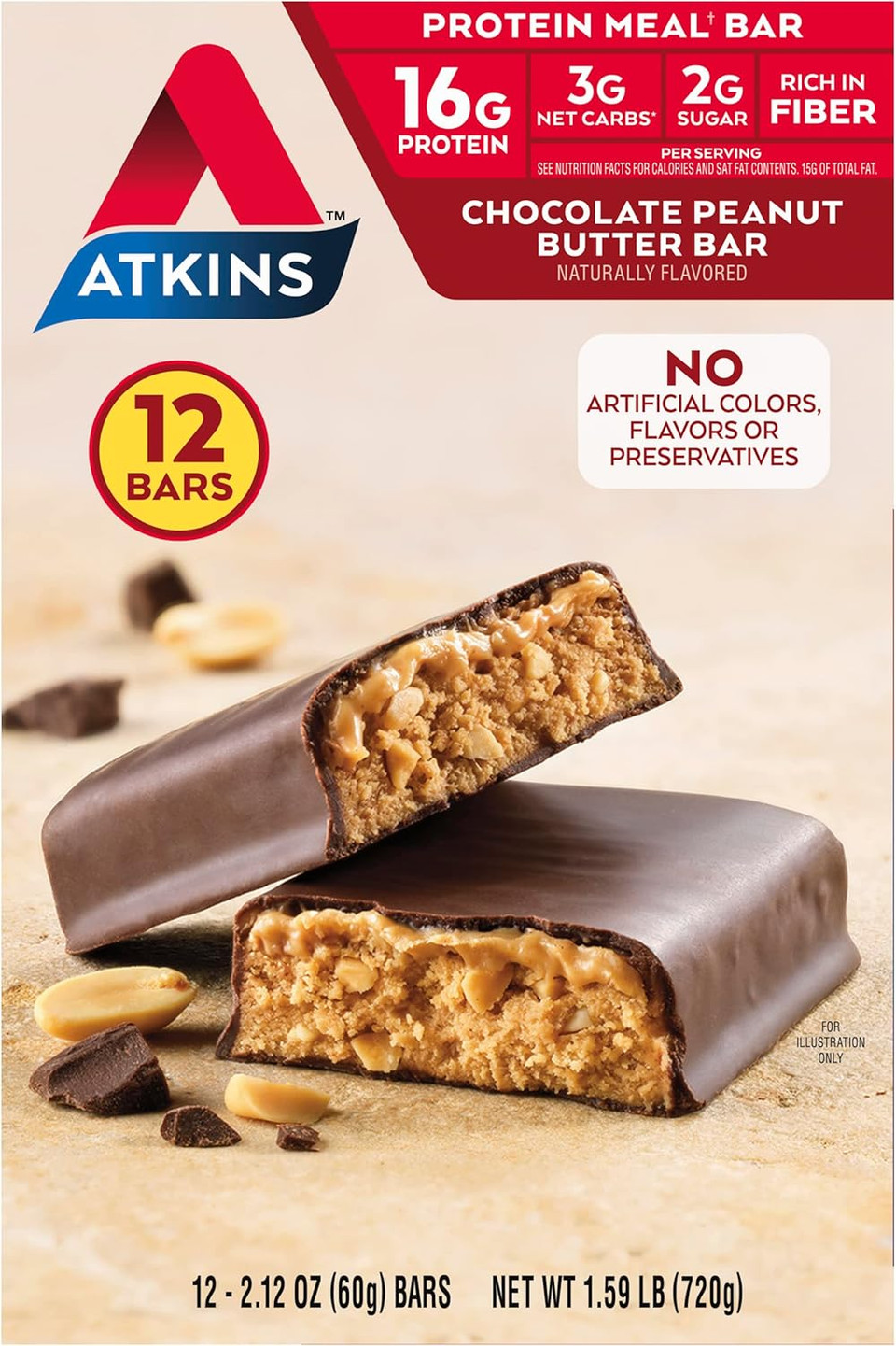 Atkins Chocolate Chip Granola Protein Meal Bar, 12 Count & Vanilla Caramel Pretzel Protein Meal Bar, 5 Count Bundle