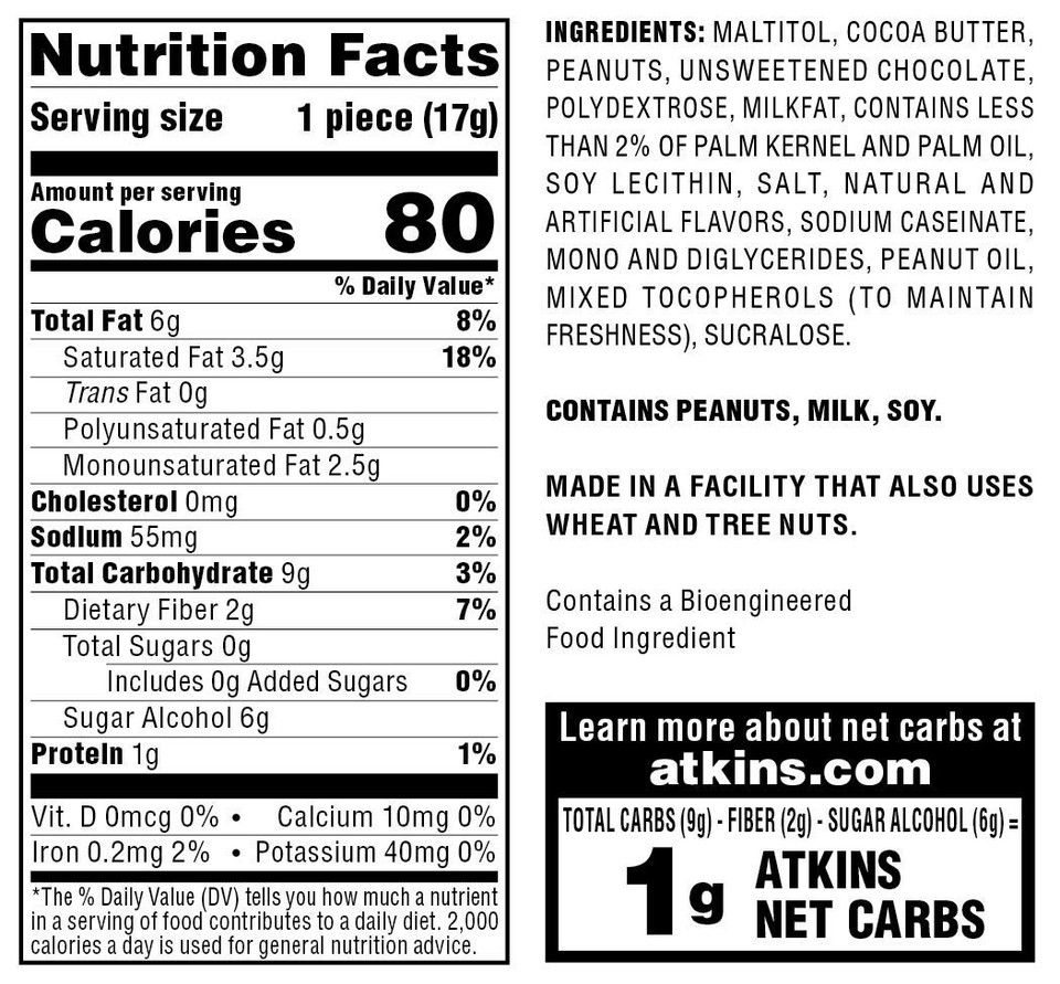 Atkins Endulge Peanut Butter Cups, Dessert Favorite, Low Carb, 0G Sugar, 60 Count