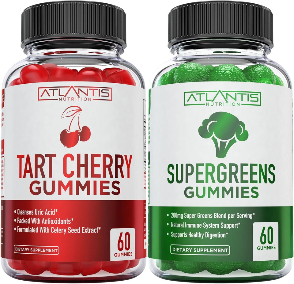 Atlantis Nutrition 60 Tart Cherry Gummies + 60 Supergreens Gummies