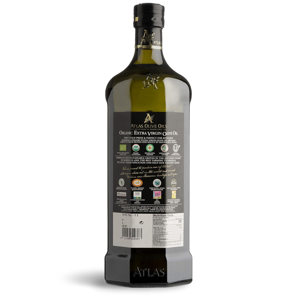 Atlas Organic Cold Pressed Moroccan Extra Virgin Olive Oil, Polyphenol Rich | Evoo From Morocco, Newly Harvested Unprocessed From One Single Family Farm | Trusted By Award-Winning Chefs | 500 Ml