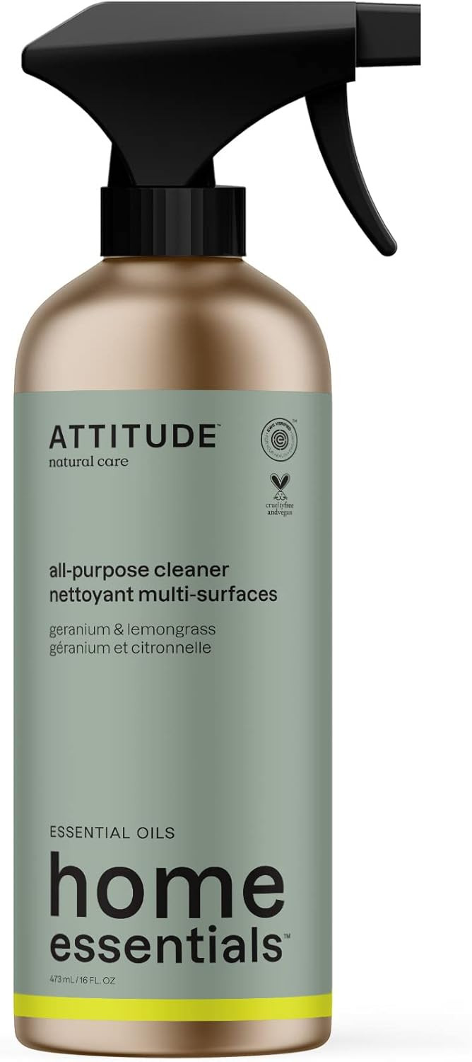 Attitude All-Purpose Cleaner Spray, Natural Origin Ingredients, Ewg Verified, Ammonia-Free, Removes Fingerprints, Dust And Dirt, Streak-Less, Lavender & Rosemary, 26 Fl Oz